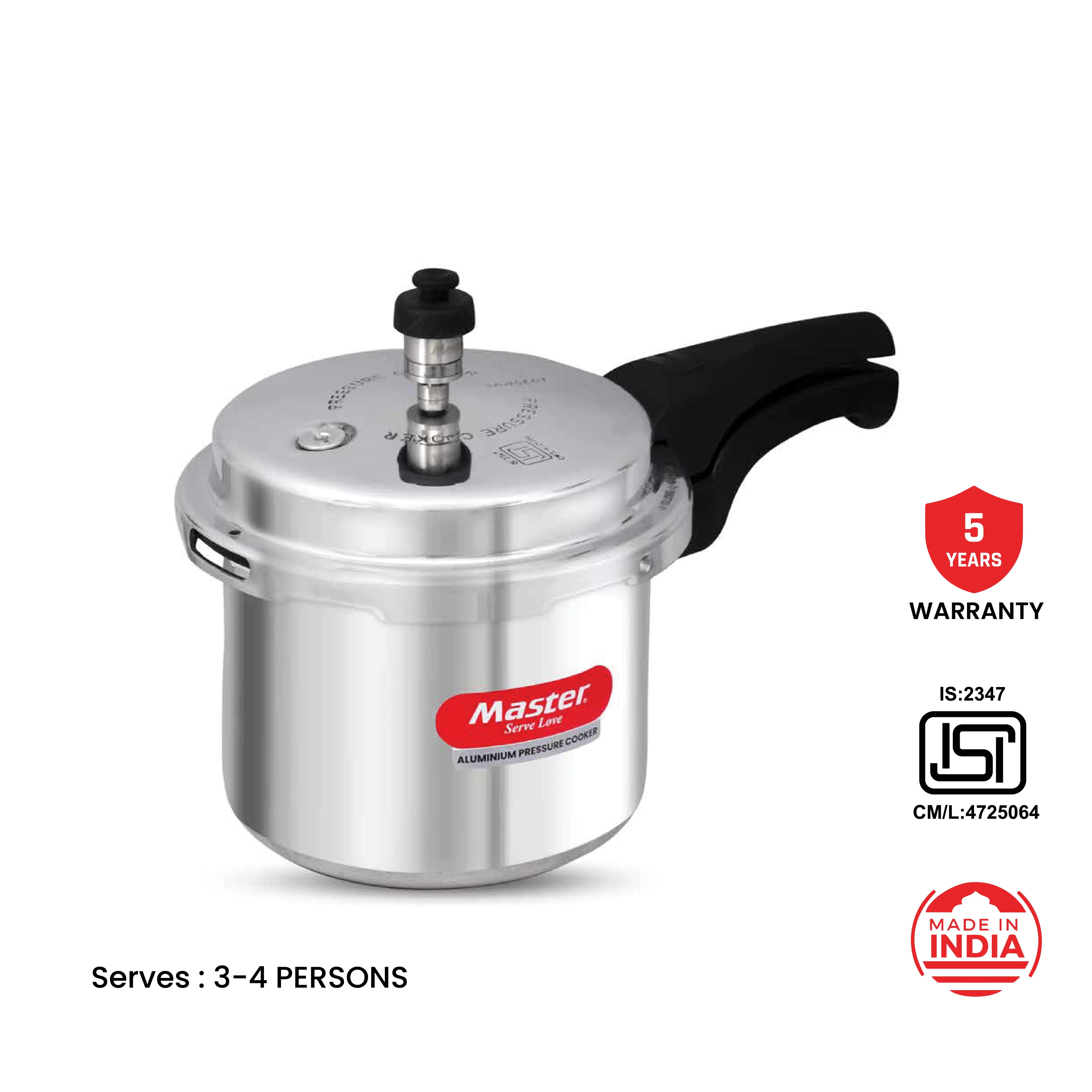 Perfect Aluminium Outer Lid Pressure Cooker Combo - 3L + 2L Pan - Induction Base