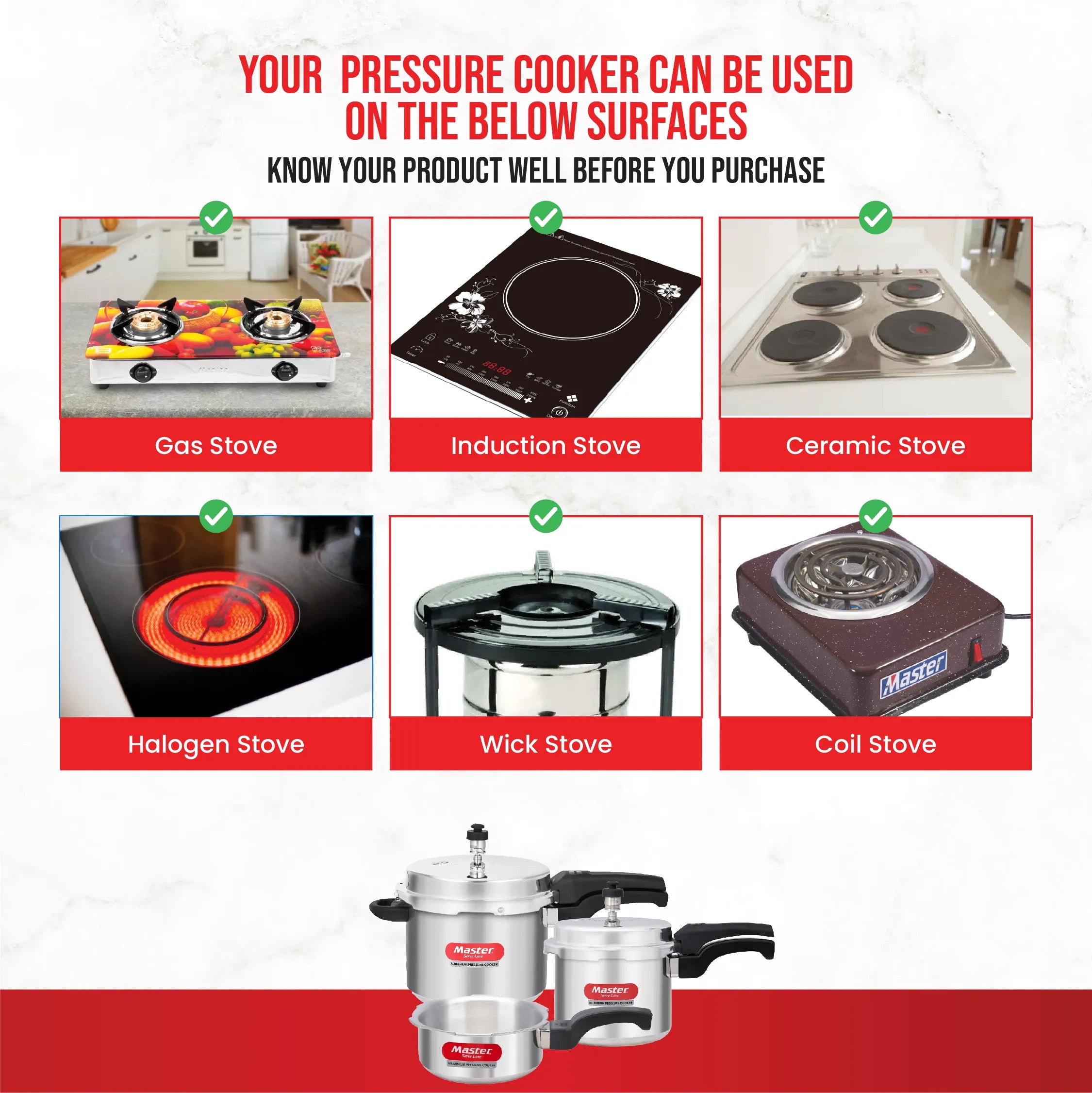 Perfect Aluminium Outer Lid Pressure Cooker Combo - 5L + 3L + 2L Pan - Induction Base