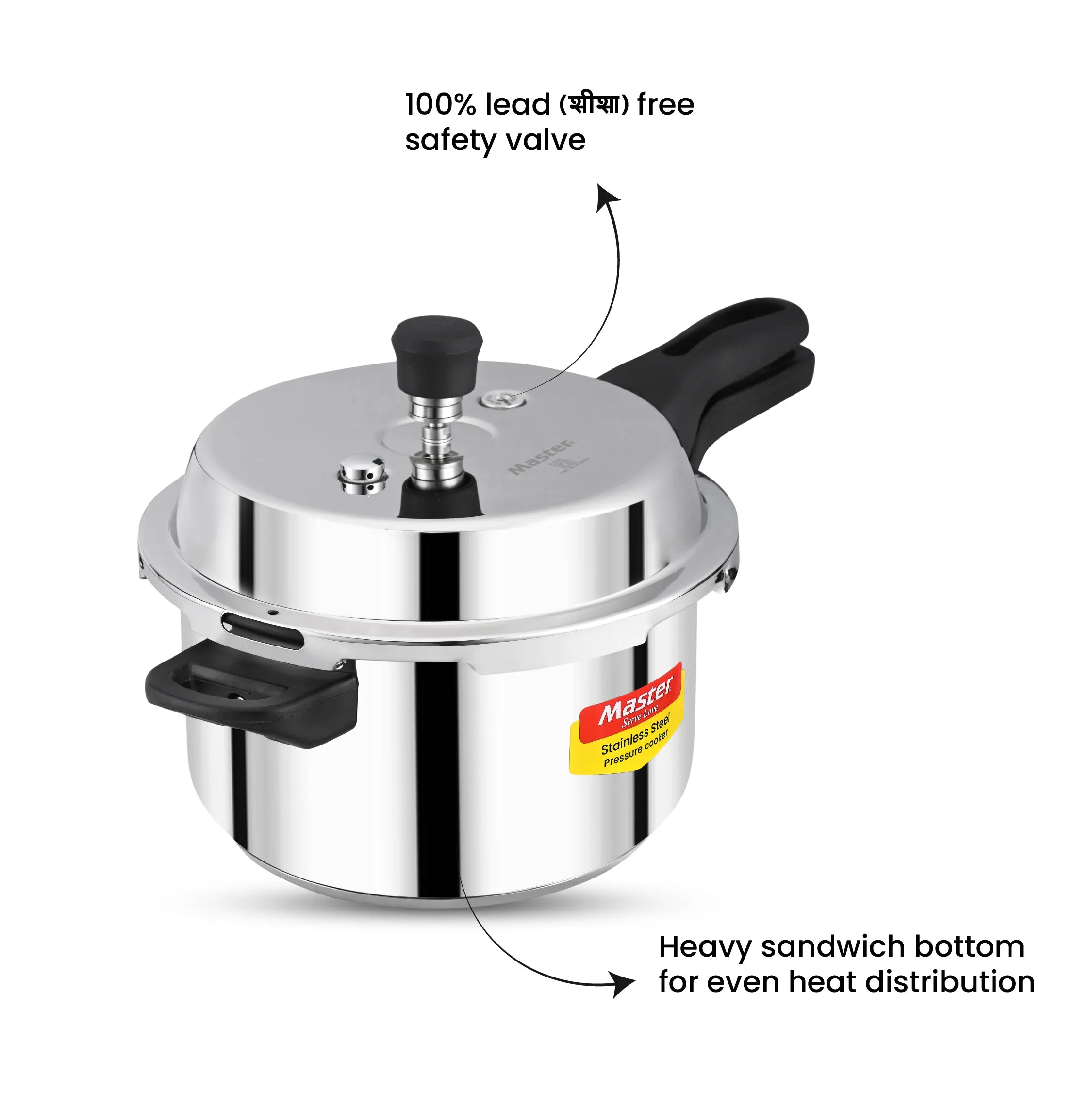 Prima 5L Stainless Steel Outer Lid Pressure Cooker - Induction Base