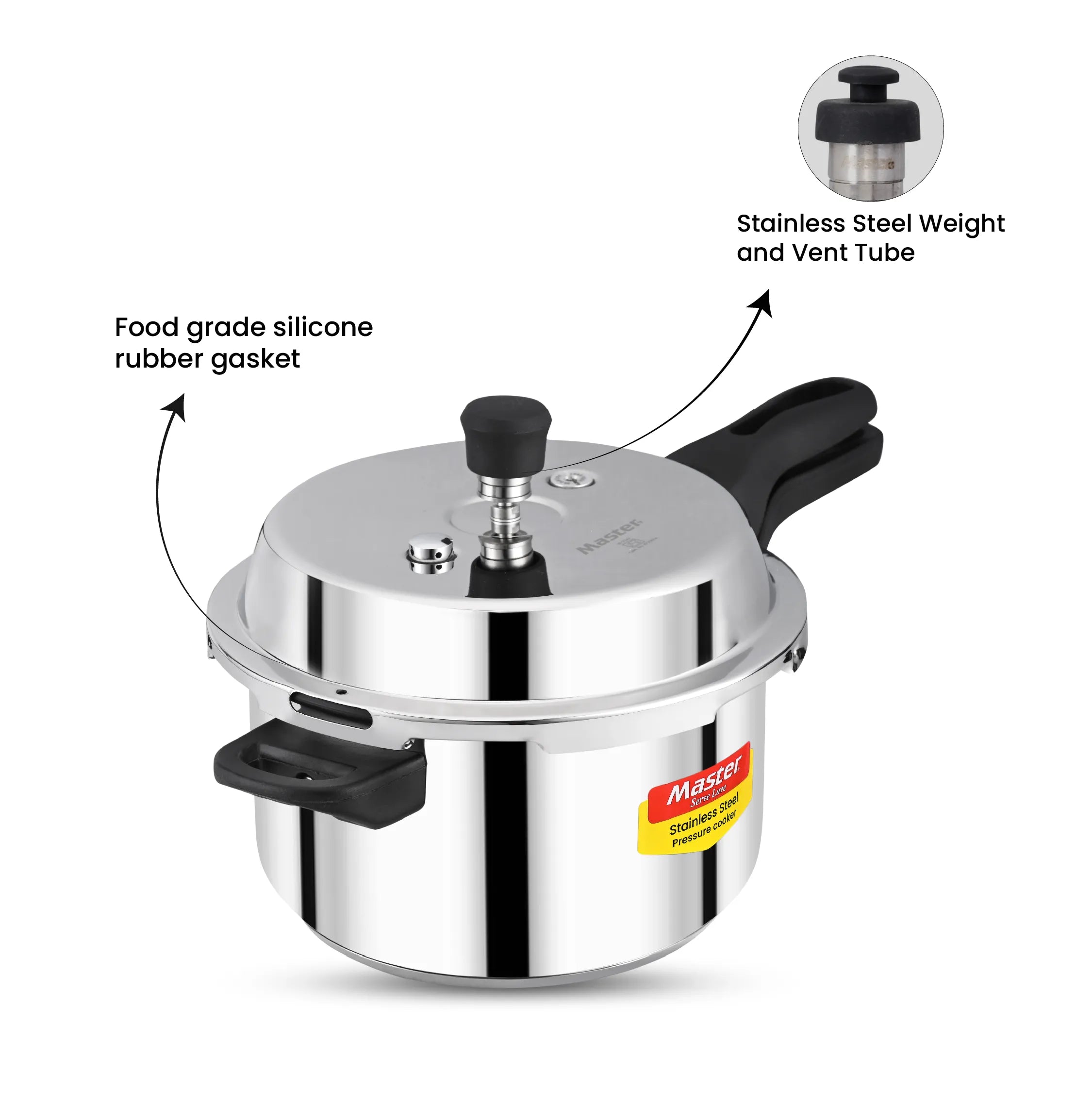 Prima 5L Stainless Steel Outer Lid Pressure Cooker - Induction Base