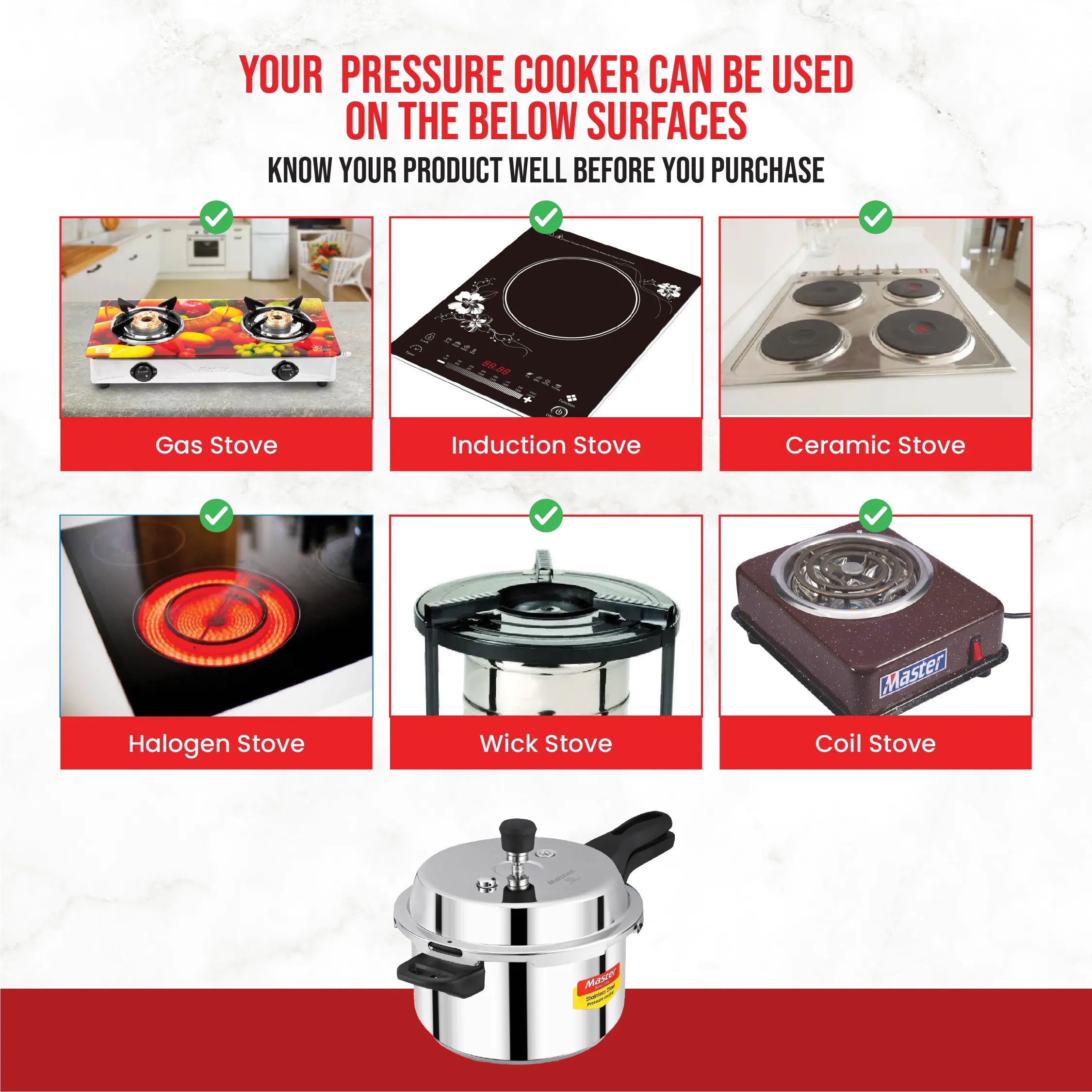 Prima 5L Stainless Steel Outer Lid Pressure Cooker - Induction Base