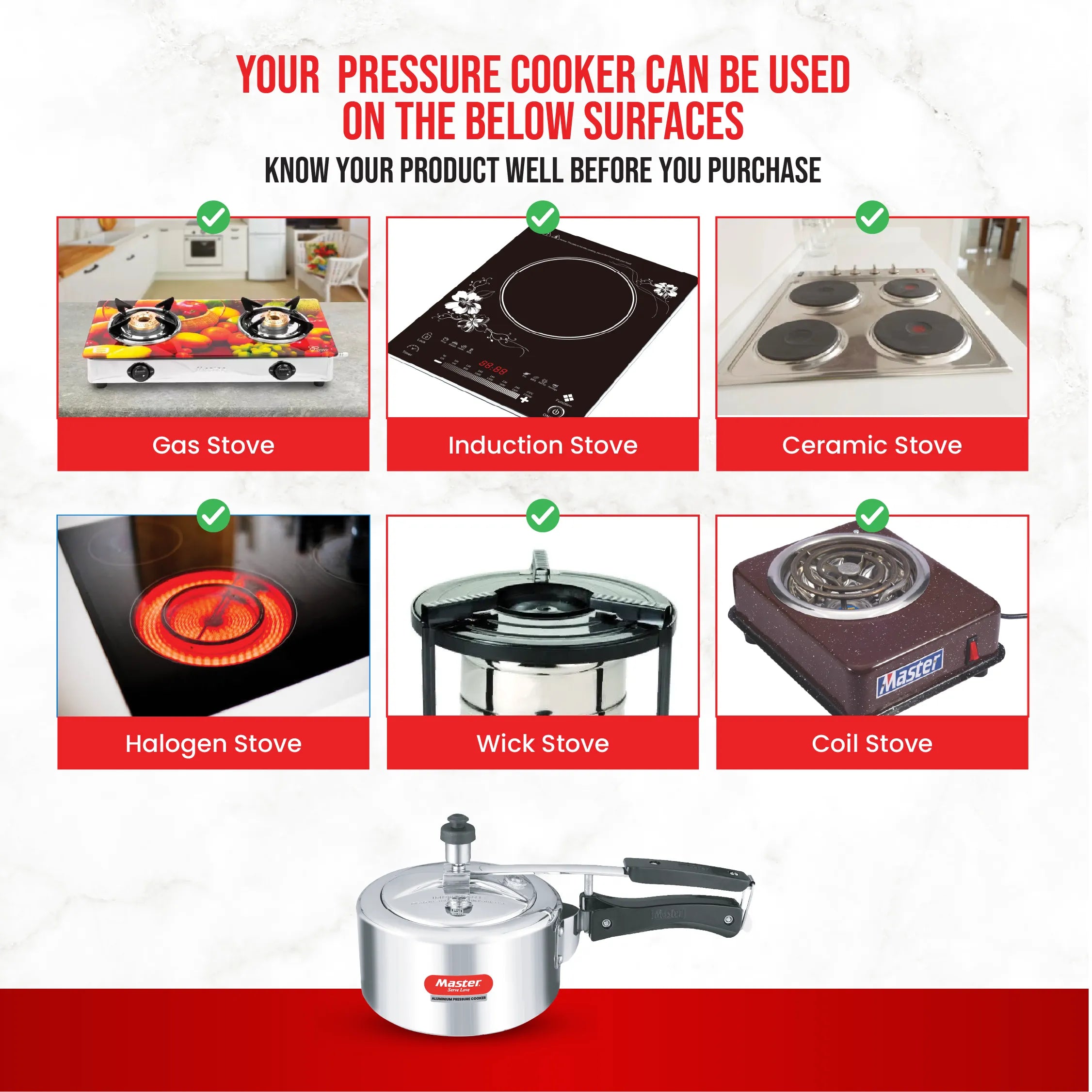 Secura 2L Aluminium Inner Lid Pressure Cooker - Induction Base