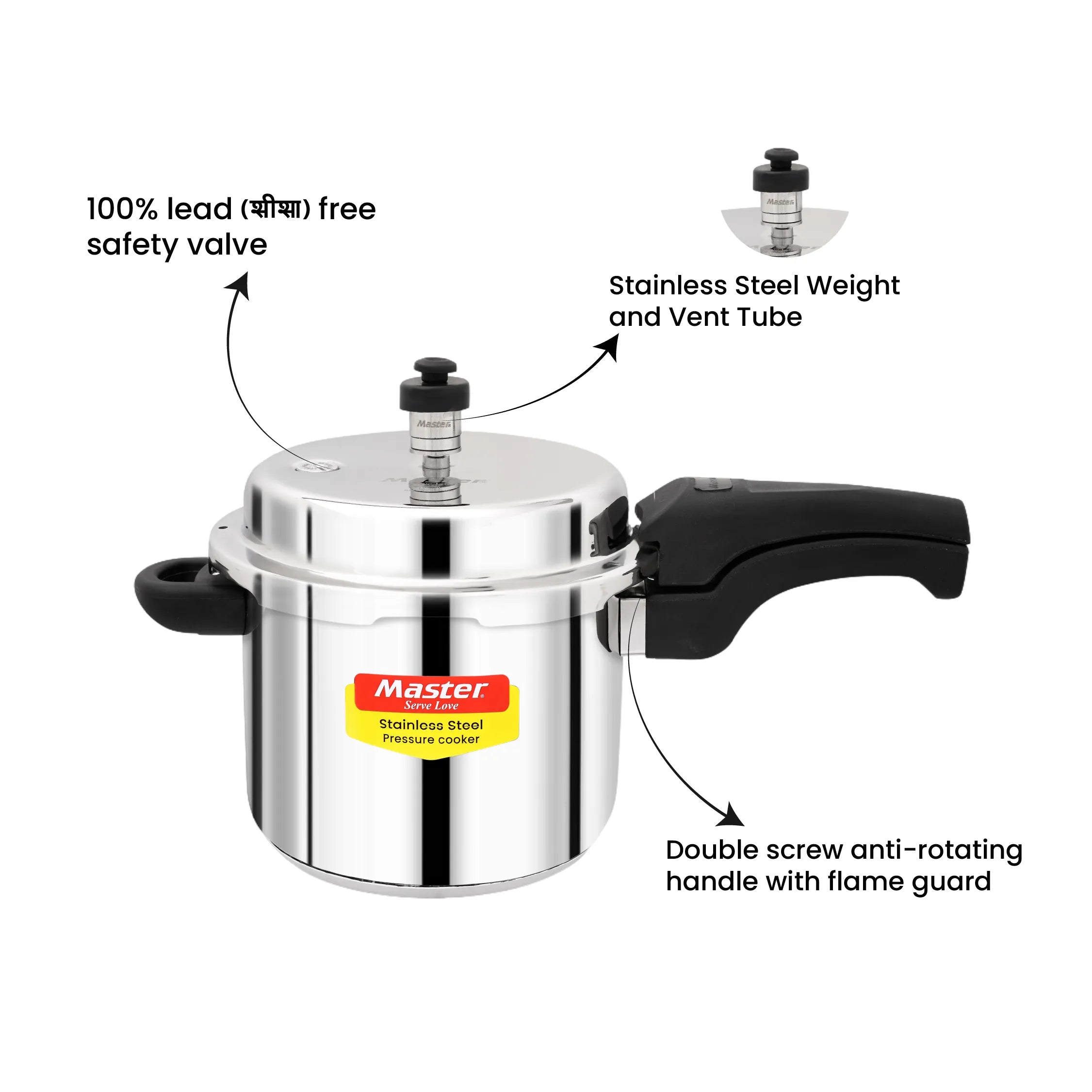 Magnum Trio Stainless Steel Outer Lid Pressure Cooker Combo - 5L + 3L + 2L Pan - Induction Base