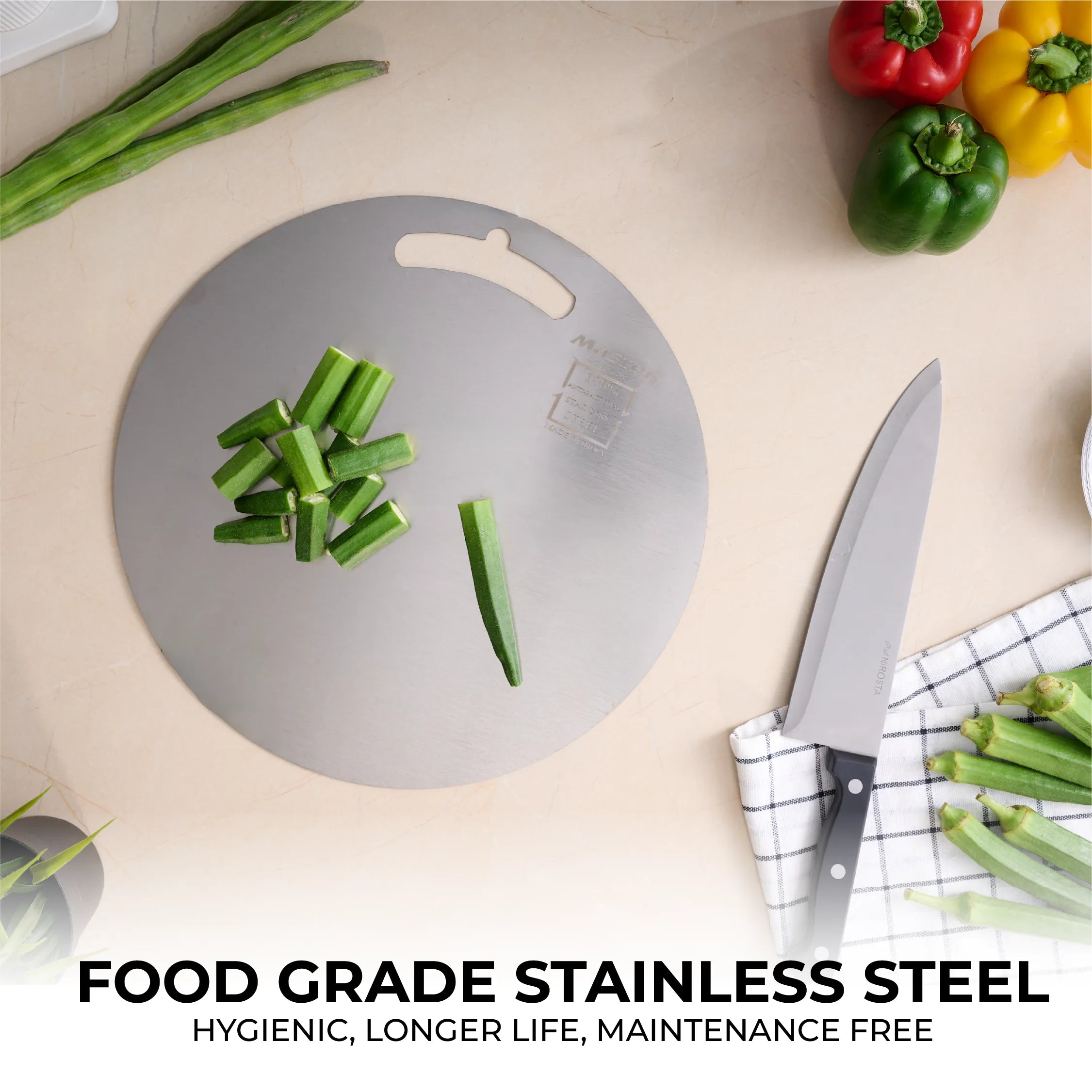 Slice Stainless Steel Cutting Board - Round