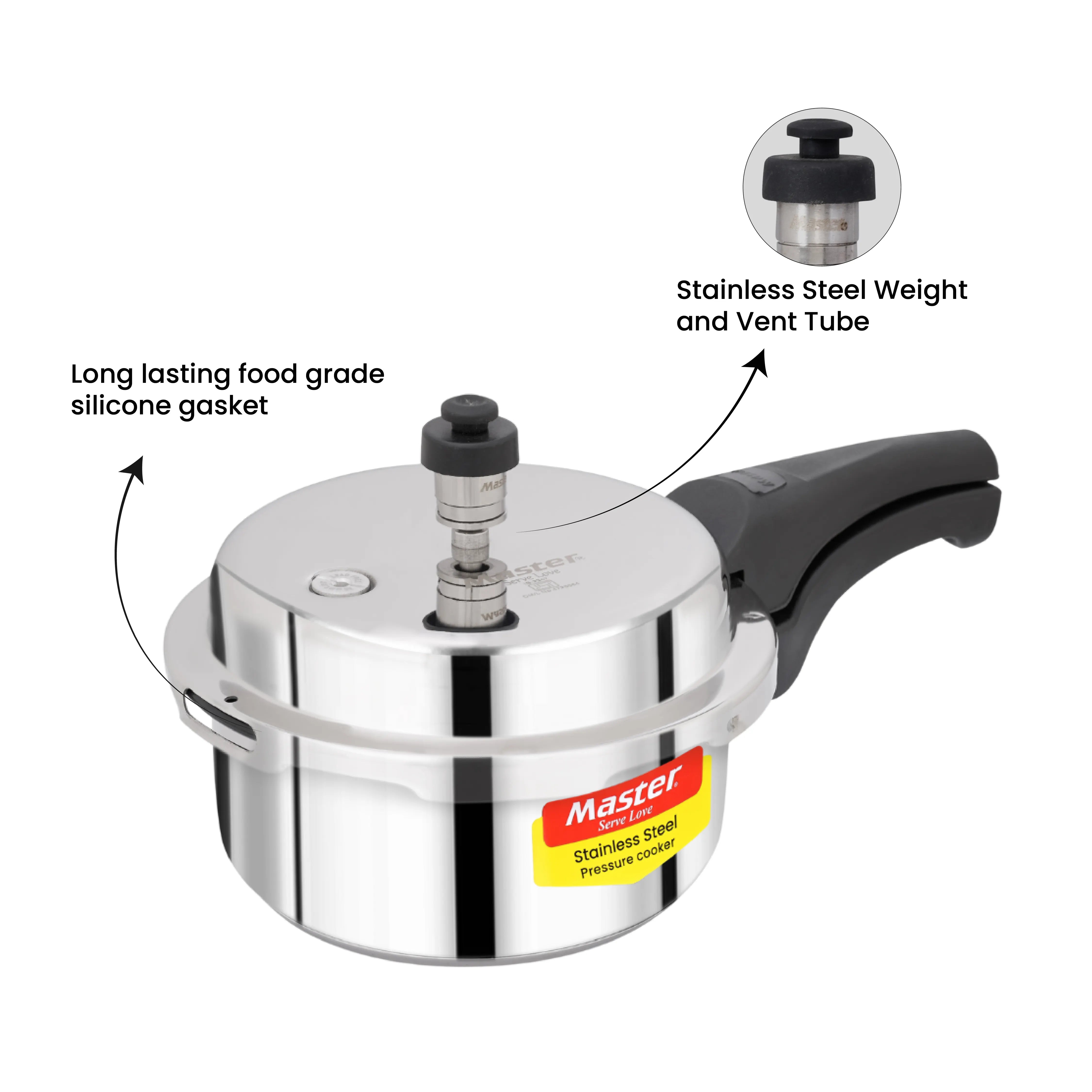 Smart 2L Stainless Steel Outer Lid Pressure Cooker - Induction Base