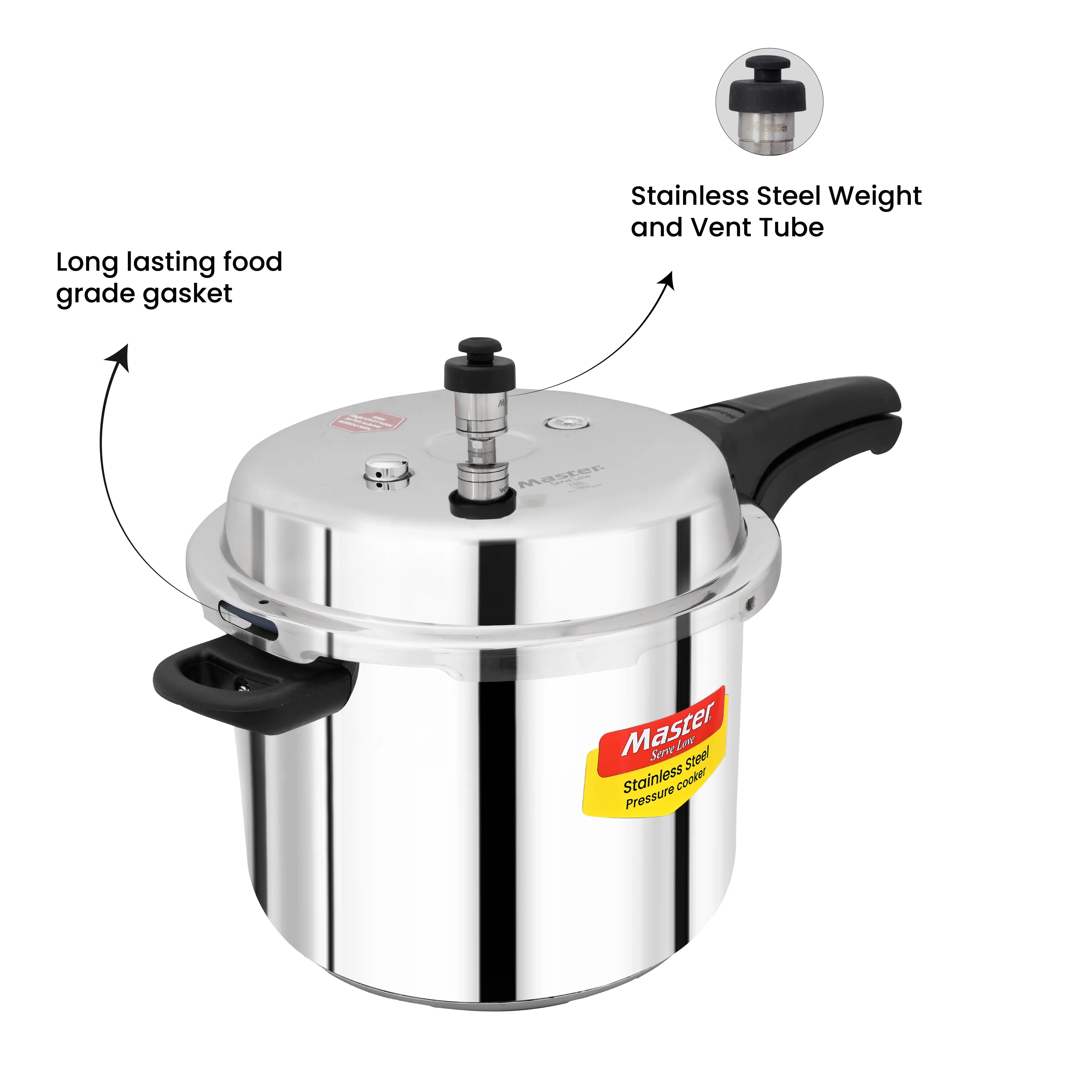 Stello 8L Stainless Steel Outer Lid Pressure Cooker - Induction Base