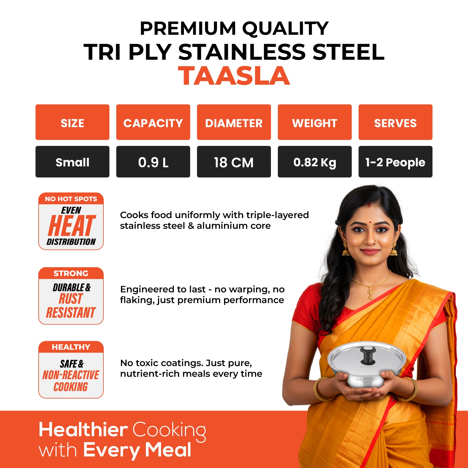 Titan 18cm Taasla with Steel Lid - Master