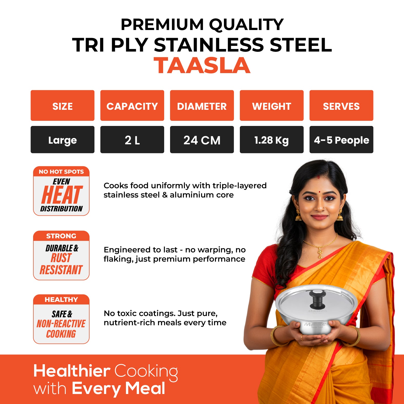 Titan 24cm Taasla with Steel Lid - Master