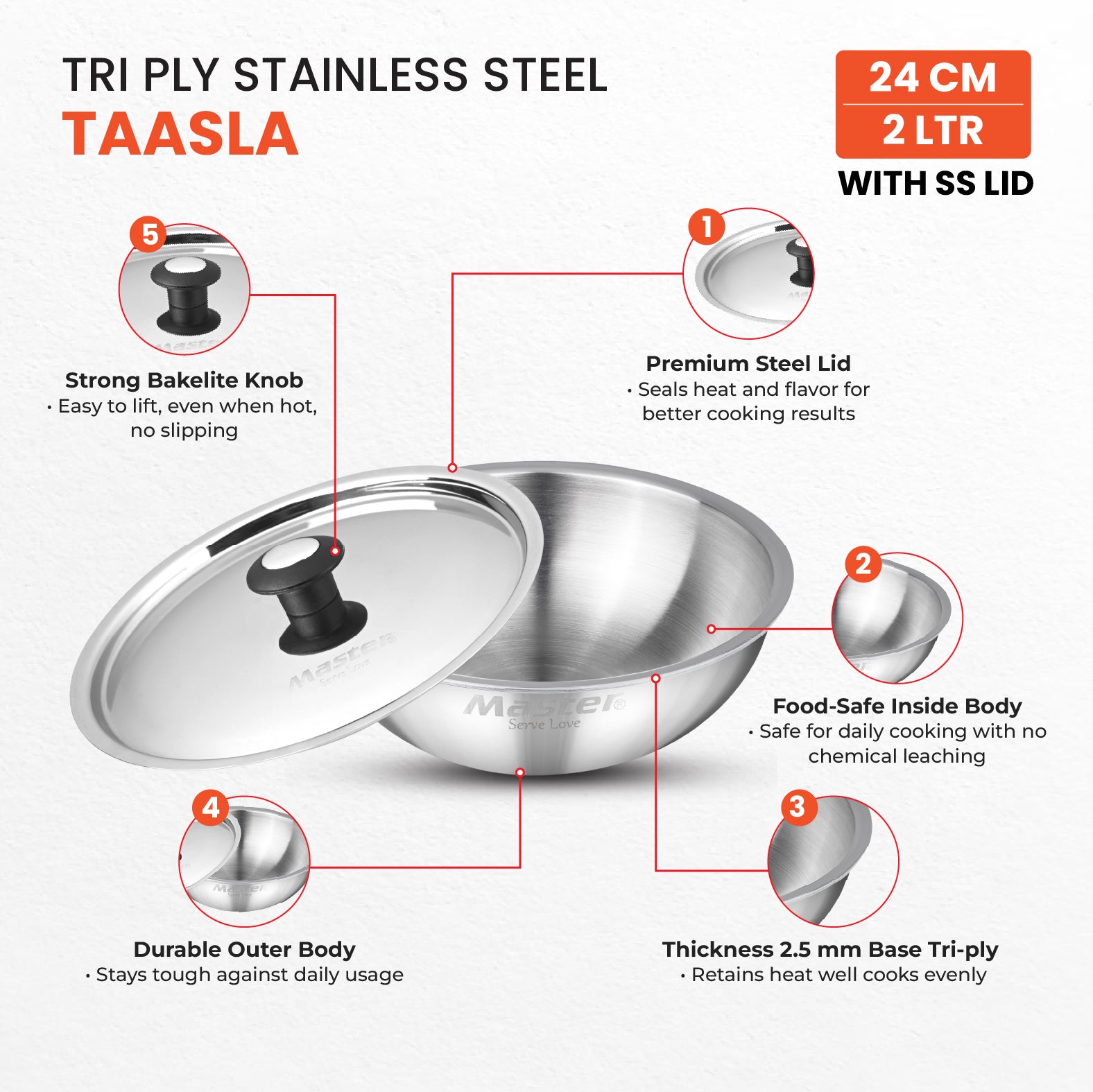 Titan 24cm Taasla with Steel Lid - Master