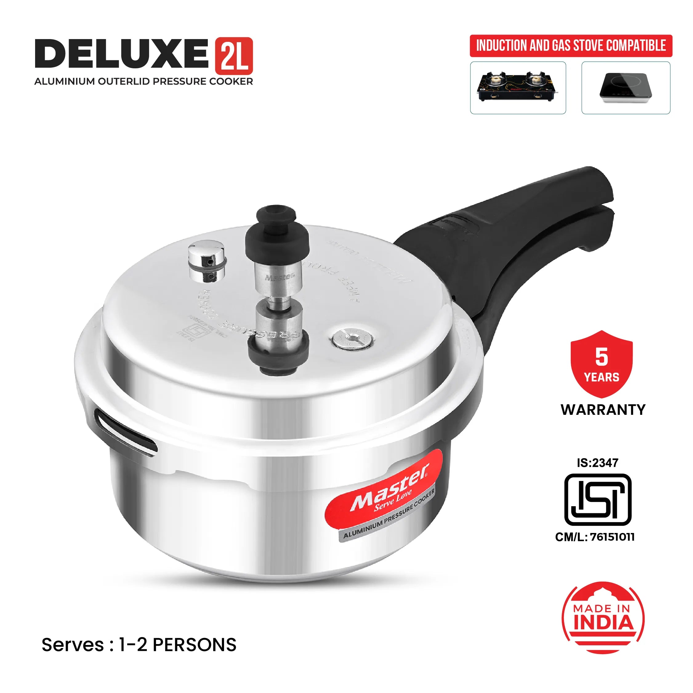 Deluxe 2L Aluminium Outer Lid - Heavy-Premium Pressure Cooker