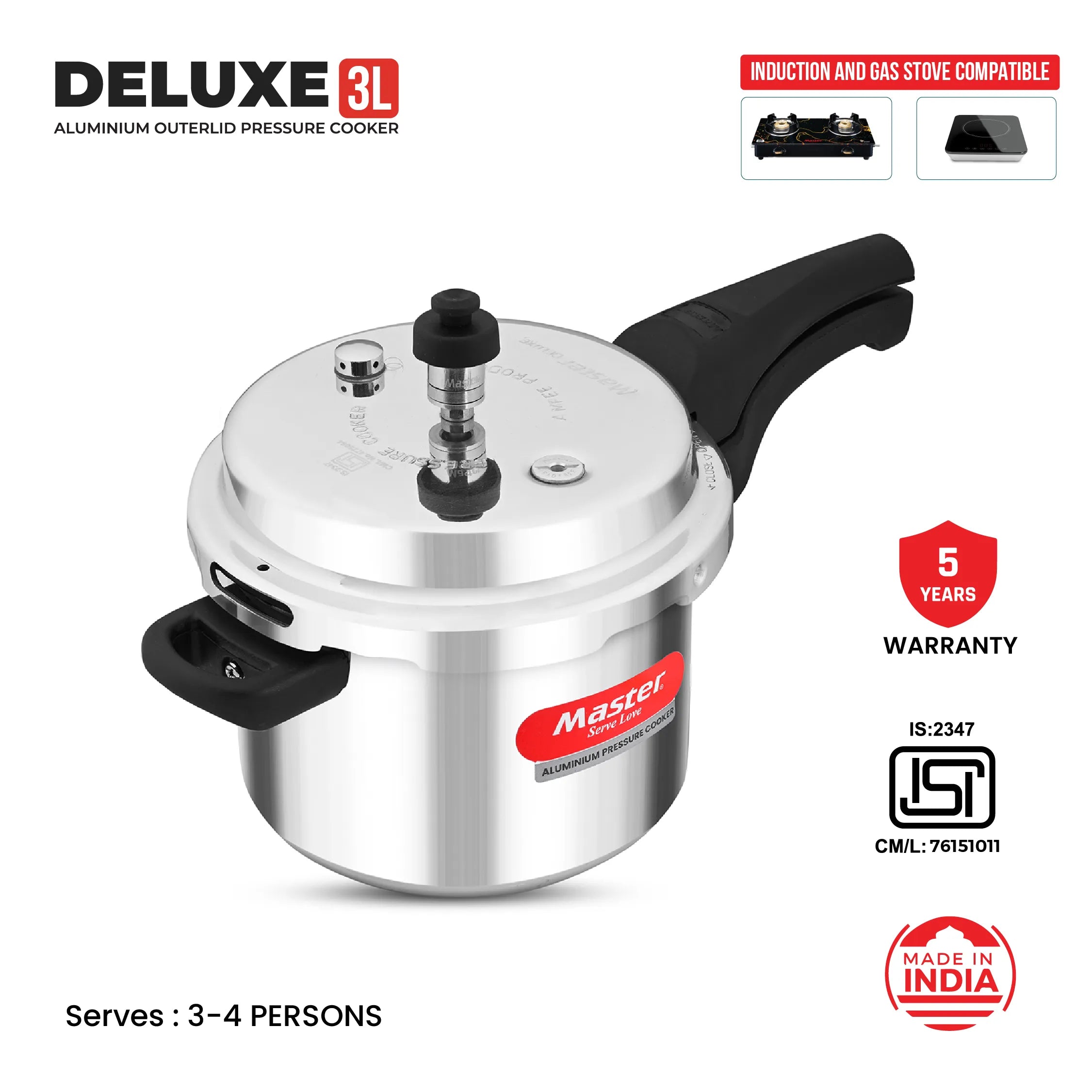 Deluxe 3L Aluminium Outer Lid - Heavy-Premium Pressure Cooker