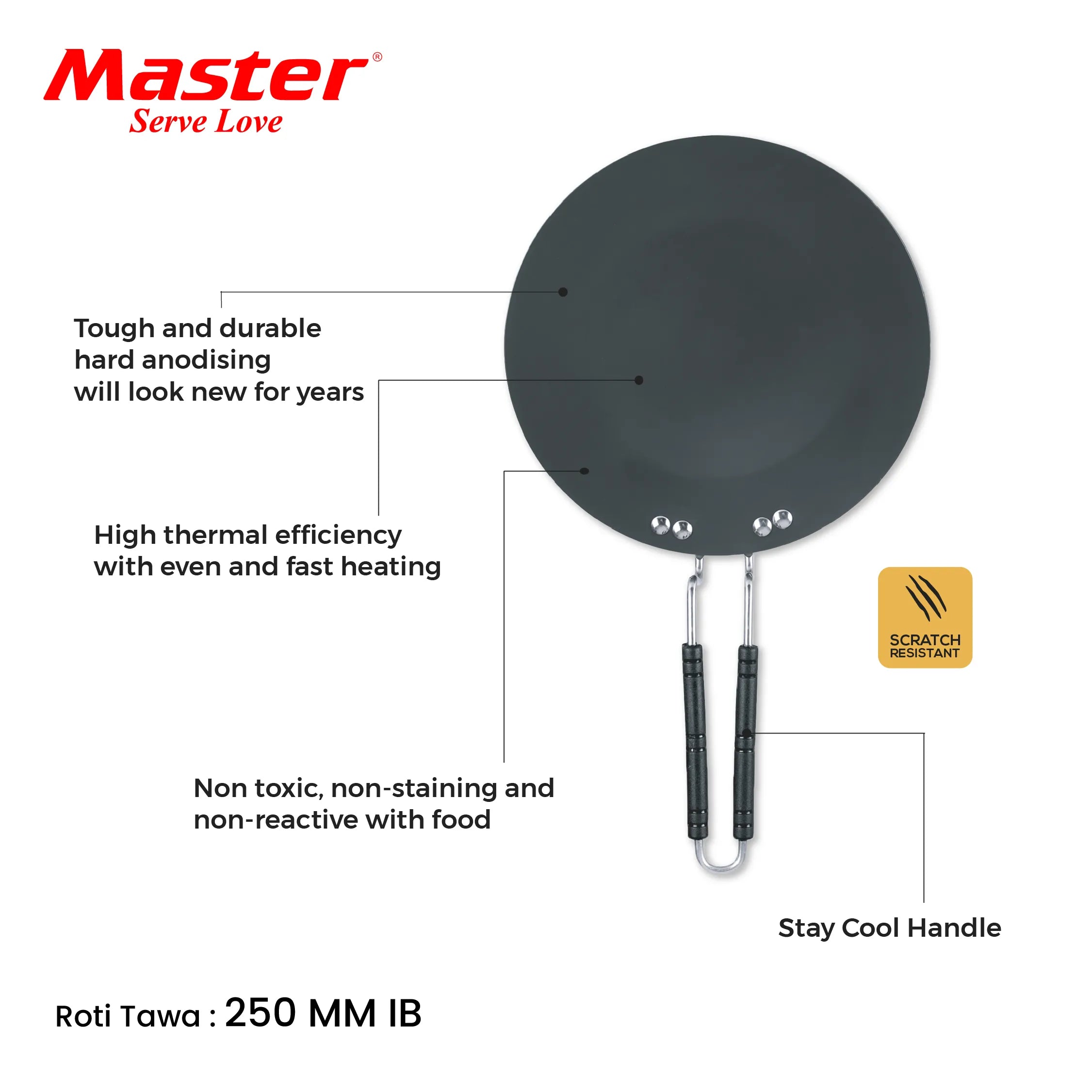 Endura 25cm Hard Anodized Roti Tawa - Induction Base