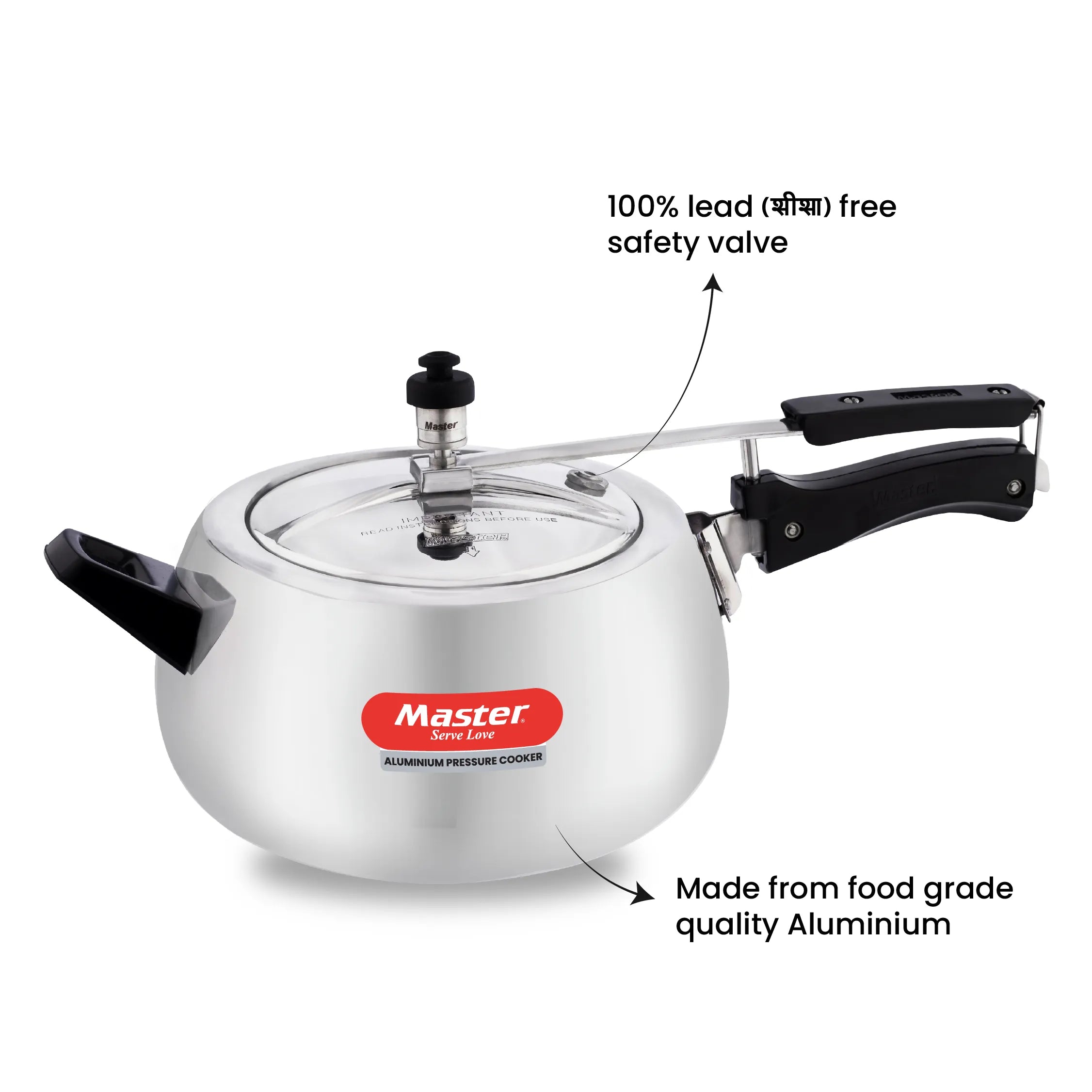 Marvella 5L Aluminium Inner Lid Pressure Cooker - Induction Base