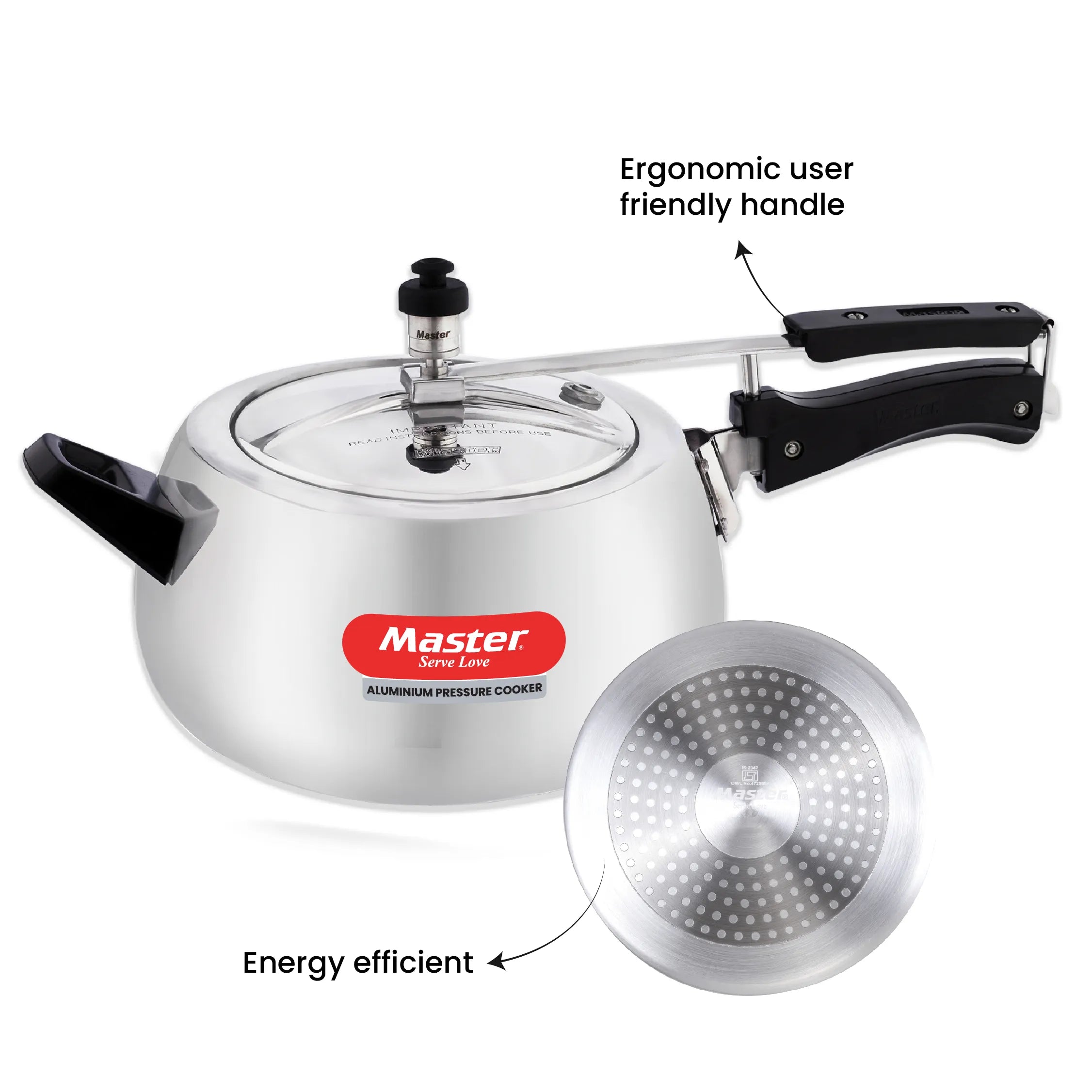 Marvella 5L Aluminium Inner Lid Pressure Cooker - Induction Base