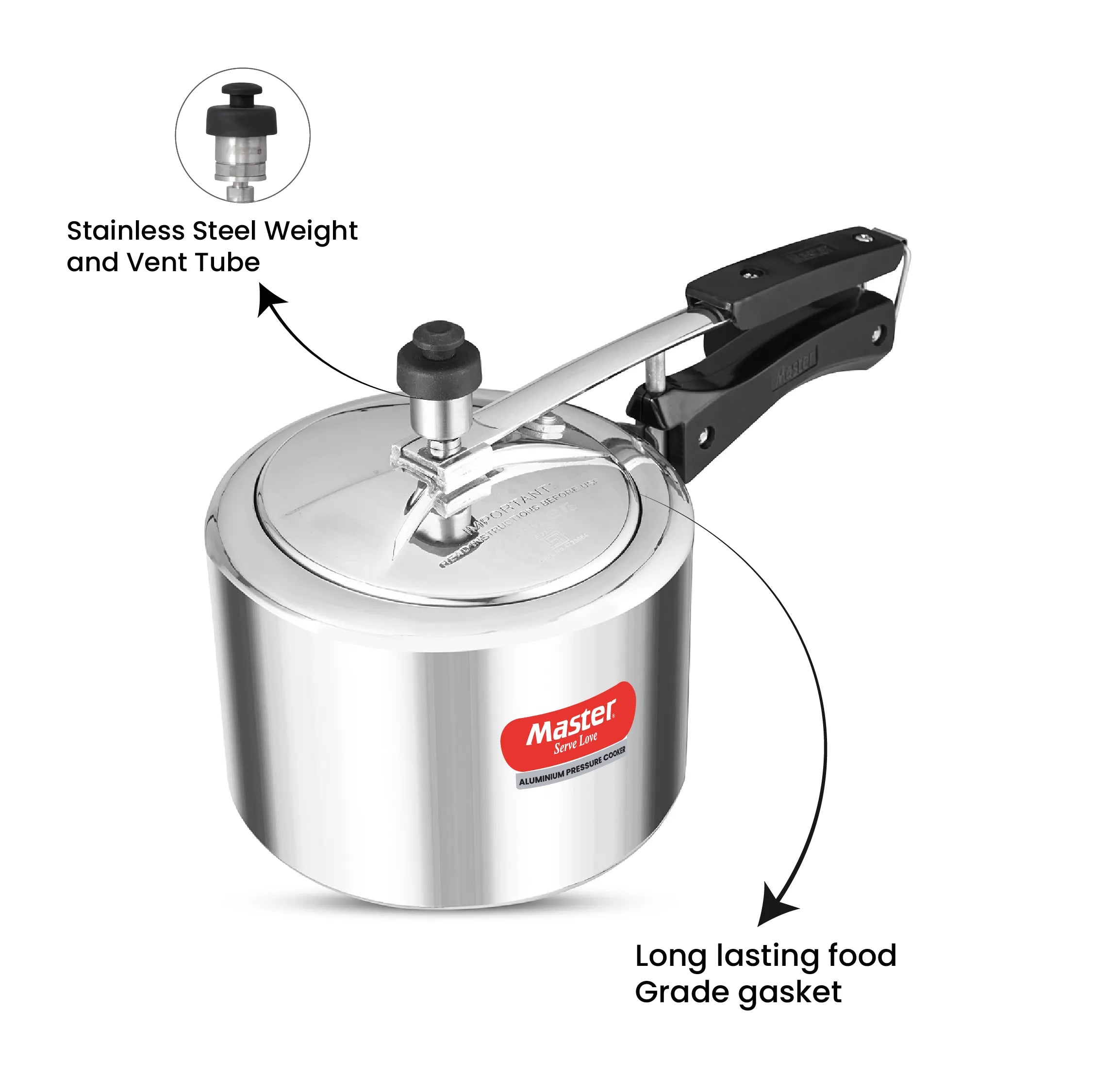 Perfect 3L Aluminium Inner Lid Pressure Cooker - Induction Base