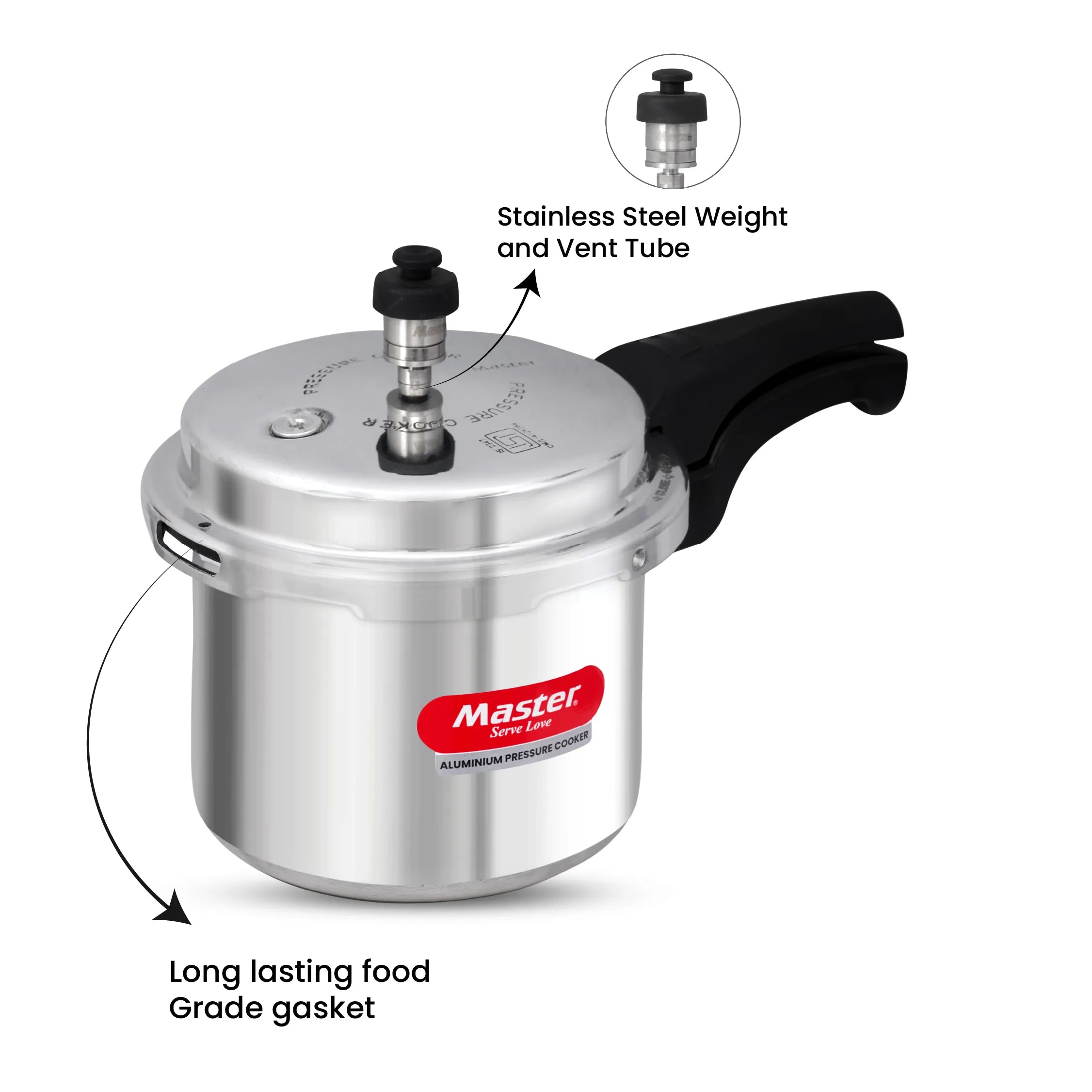 Popular 3L Aluminium Outer Lid Pressure Cooker - Induction Base