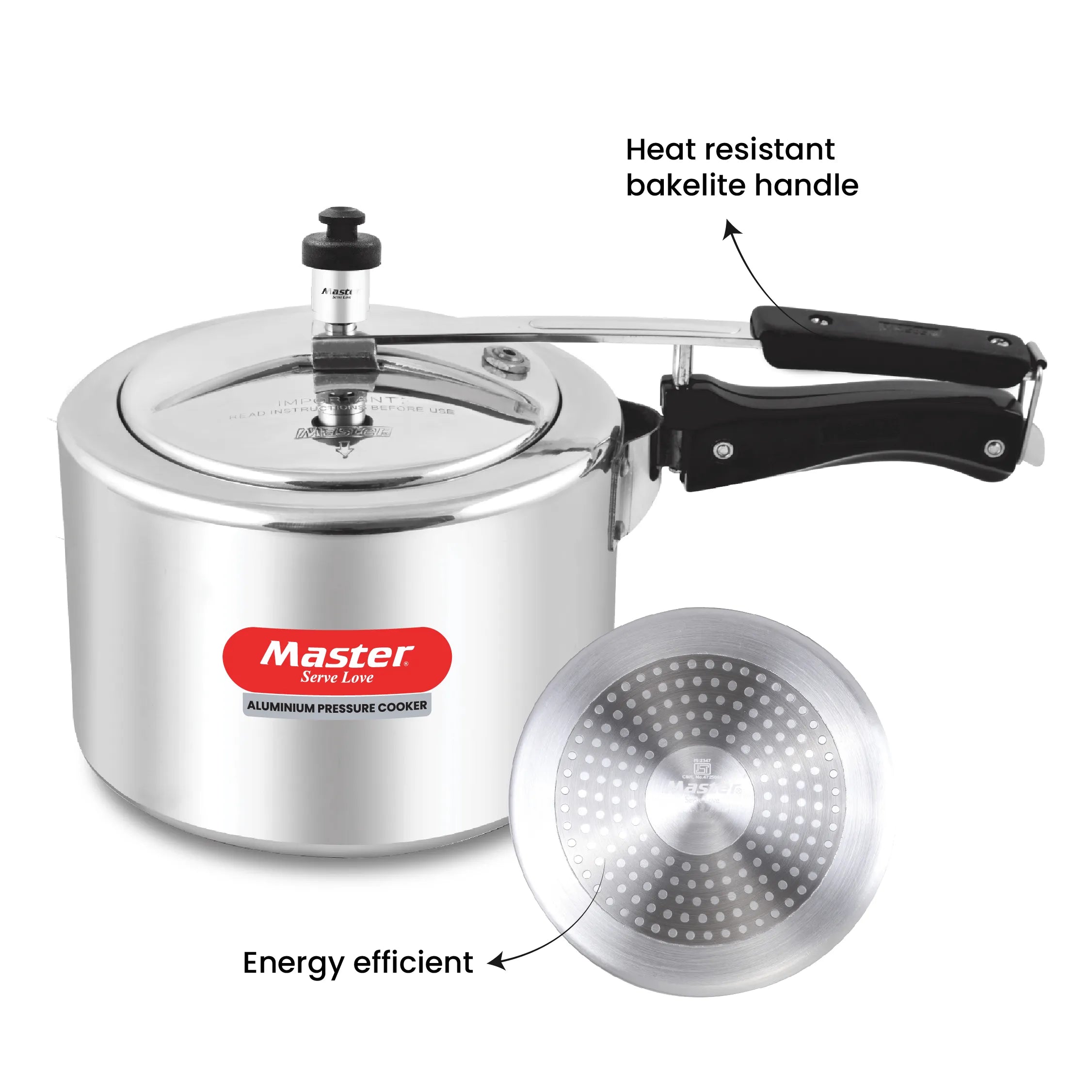 Secura 3L Aluminium Inner Lid Pressure Cooker - Induction Base