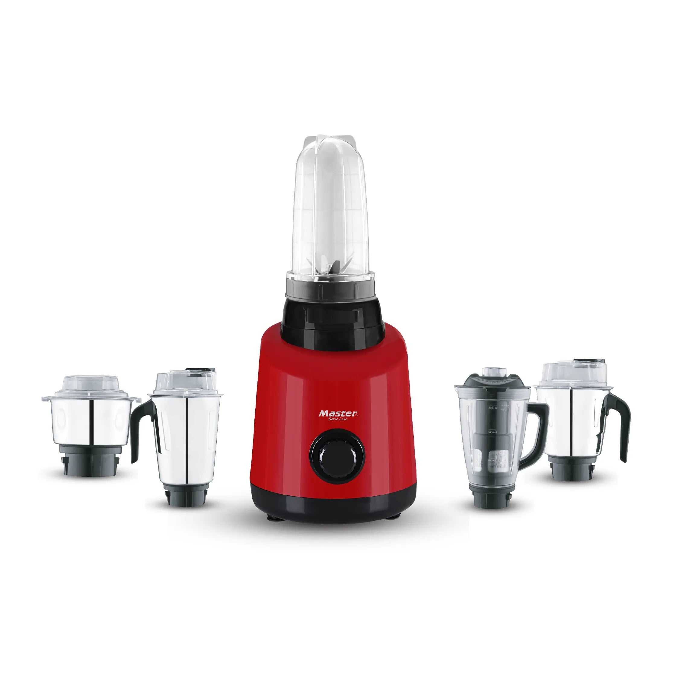 Wonder 850 W Mixer Grinder with 5 Jars (Red) - Master