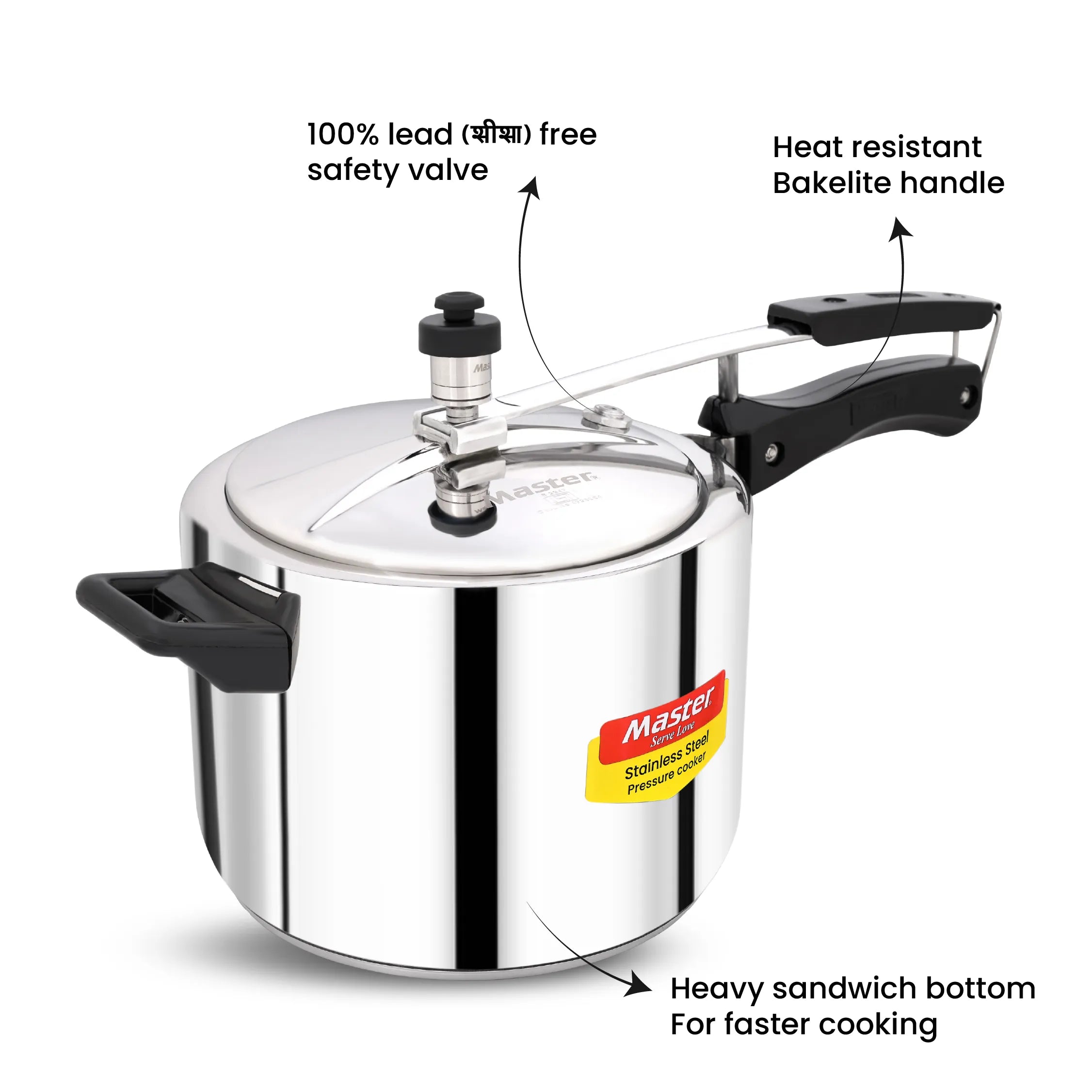 Gloria 5L Stainless Steel Inner Lid Pressure Cooker Induction Base