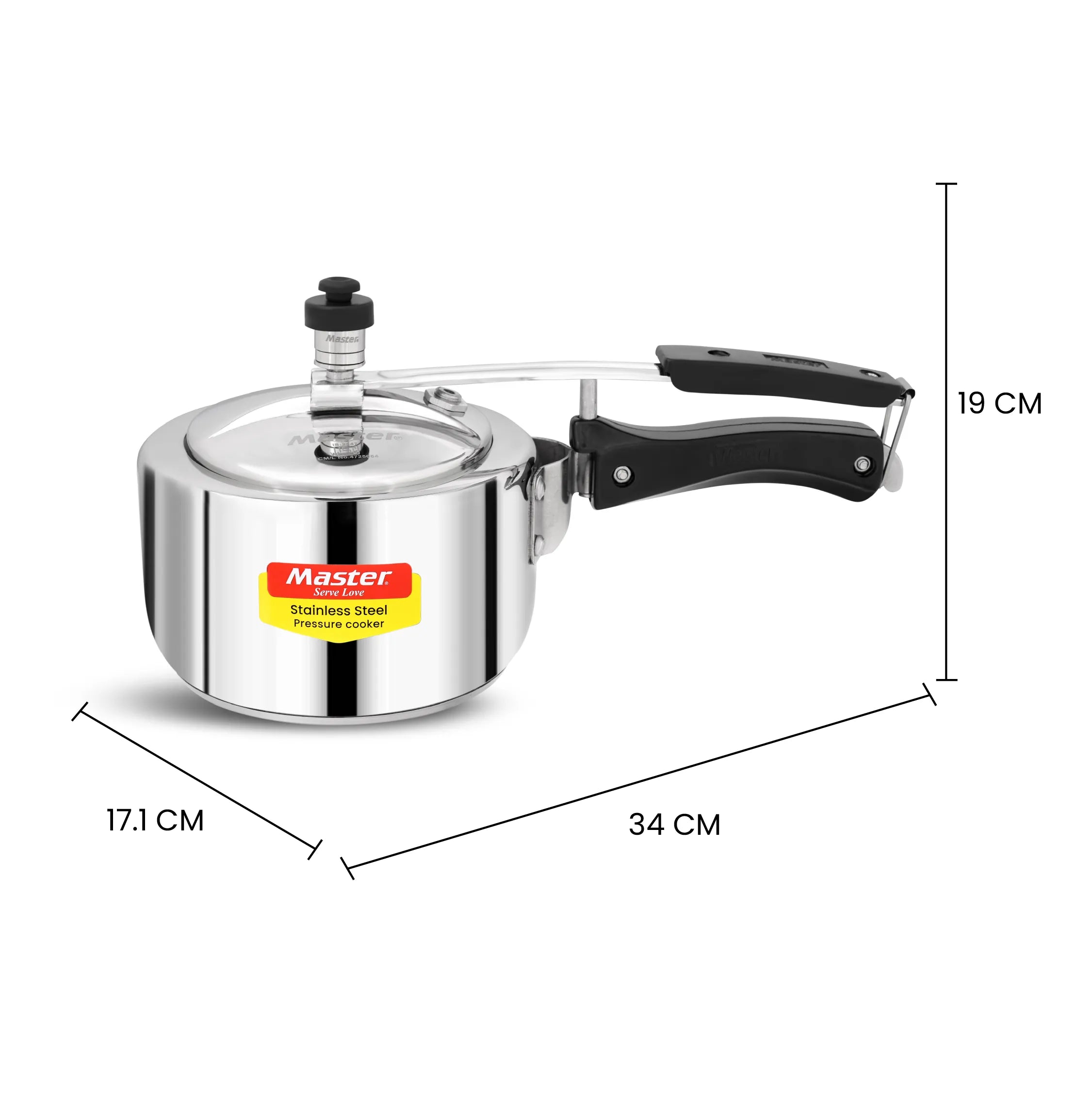 Gloria 2L Stainless Steel Inner Lid Pressure Cooker - Induction Base