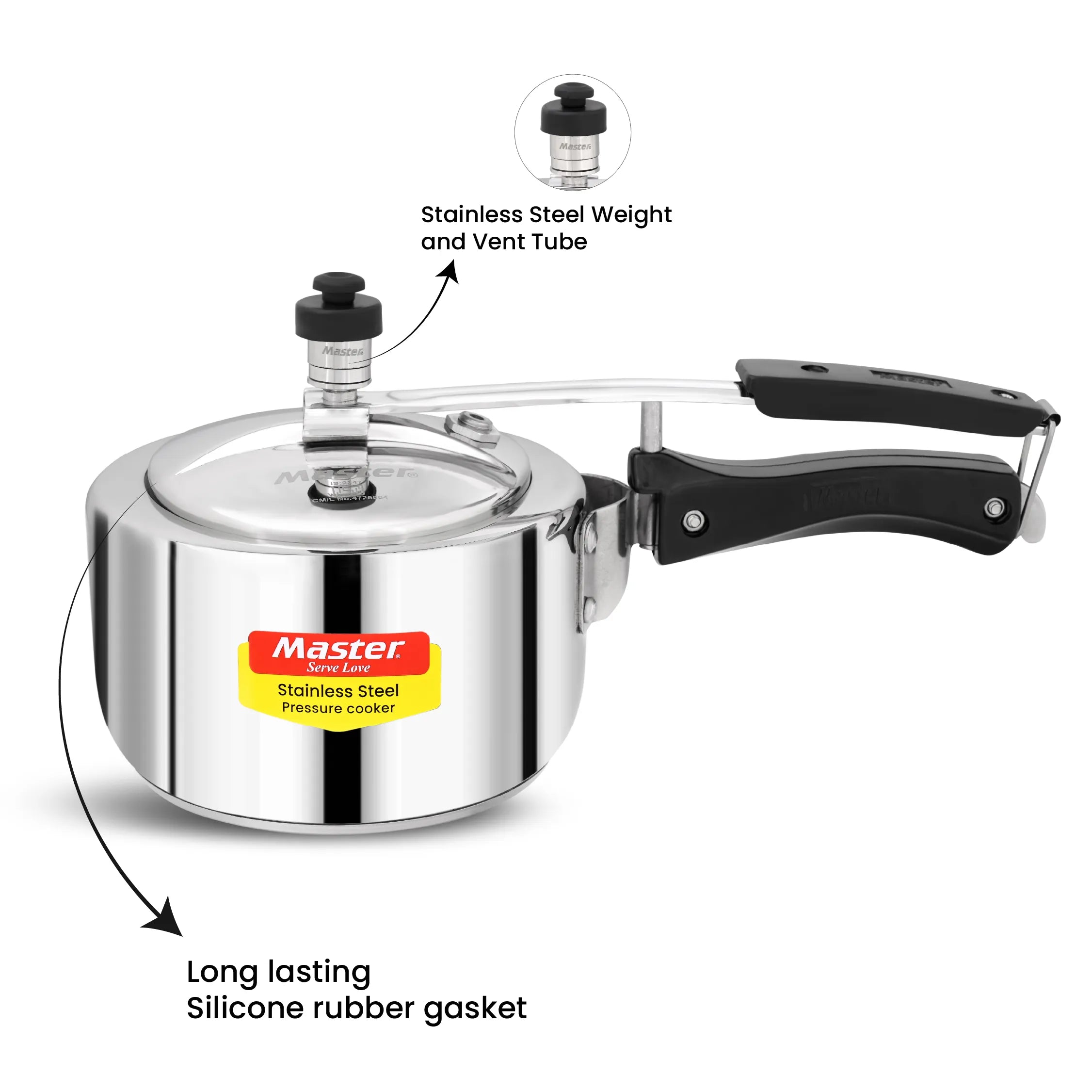 Gloria 2L Stainless Steel Inner Lid Pressure Cooker - Induction Base