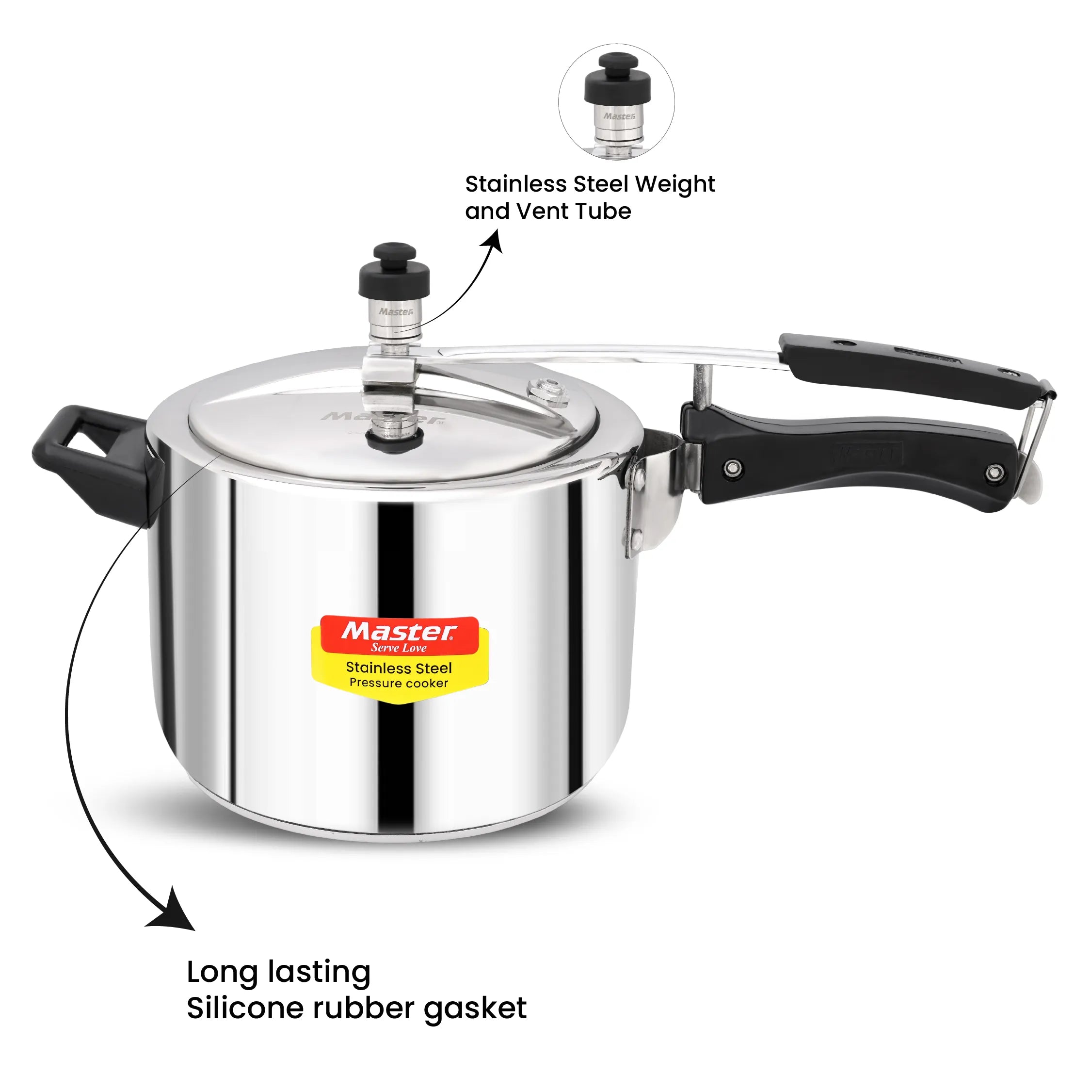 Gloria 5L Stainless Steel Inner Lid Pressure Cooker - Induction Base